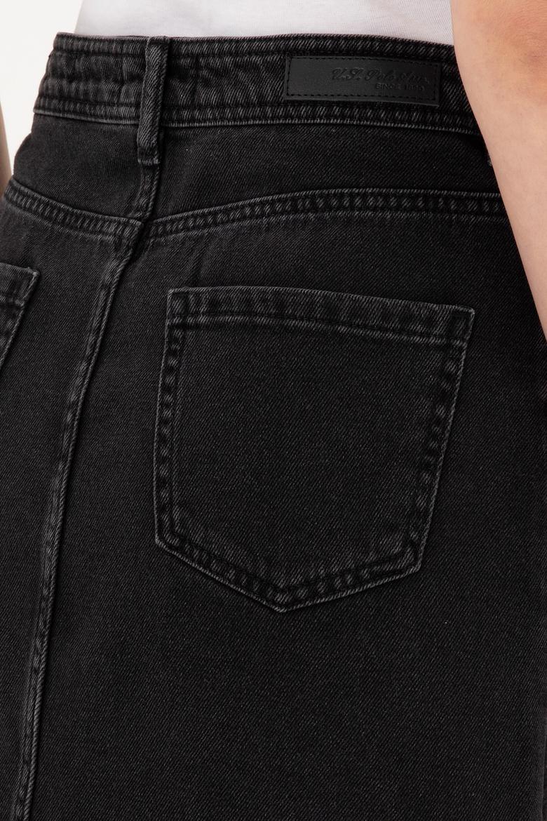 Kadın Siyah Midi Boy Jean Etek - 50295993014