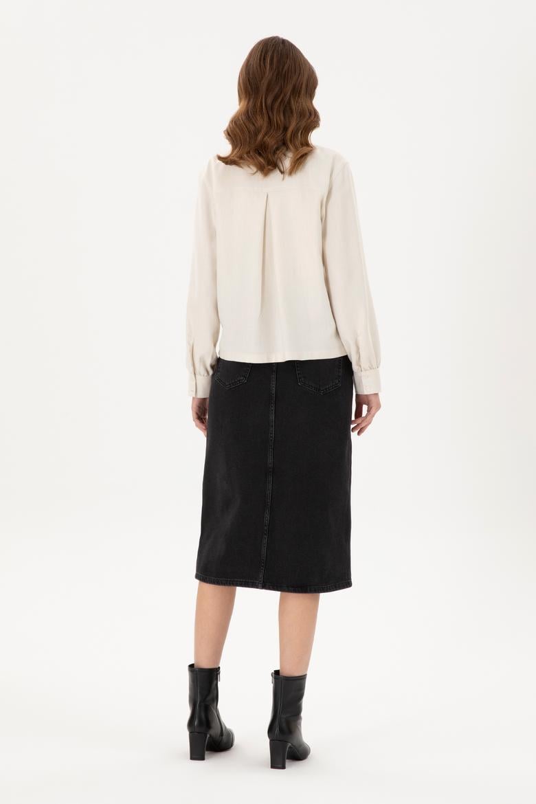 Kadın Siyah Midi Boy Jean Etek - 50295993014