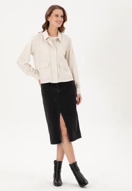 Kadın Siyah Midi Boy Jean Etek - 50295993014