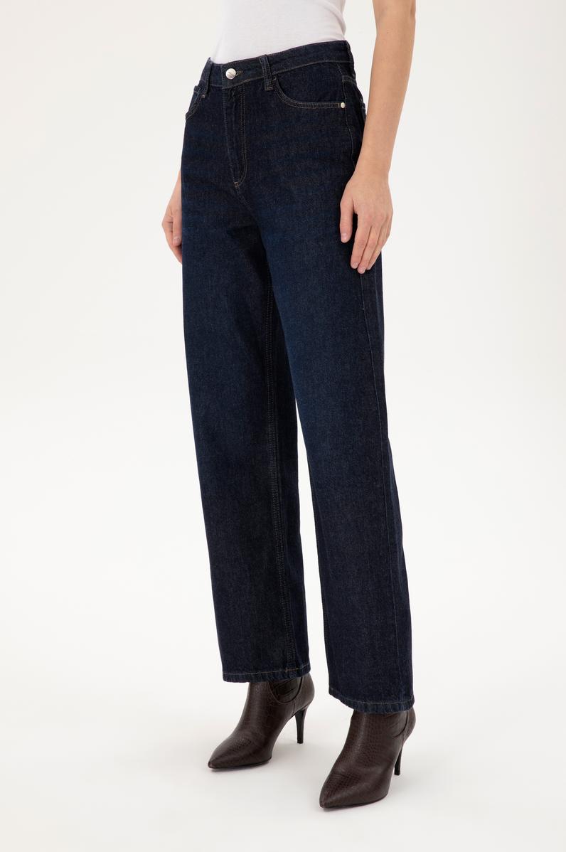 Kadın Koyu Mavi Flare High Waist Fit Jean Pantolon