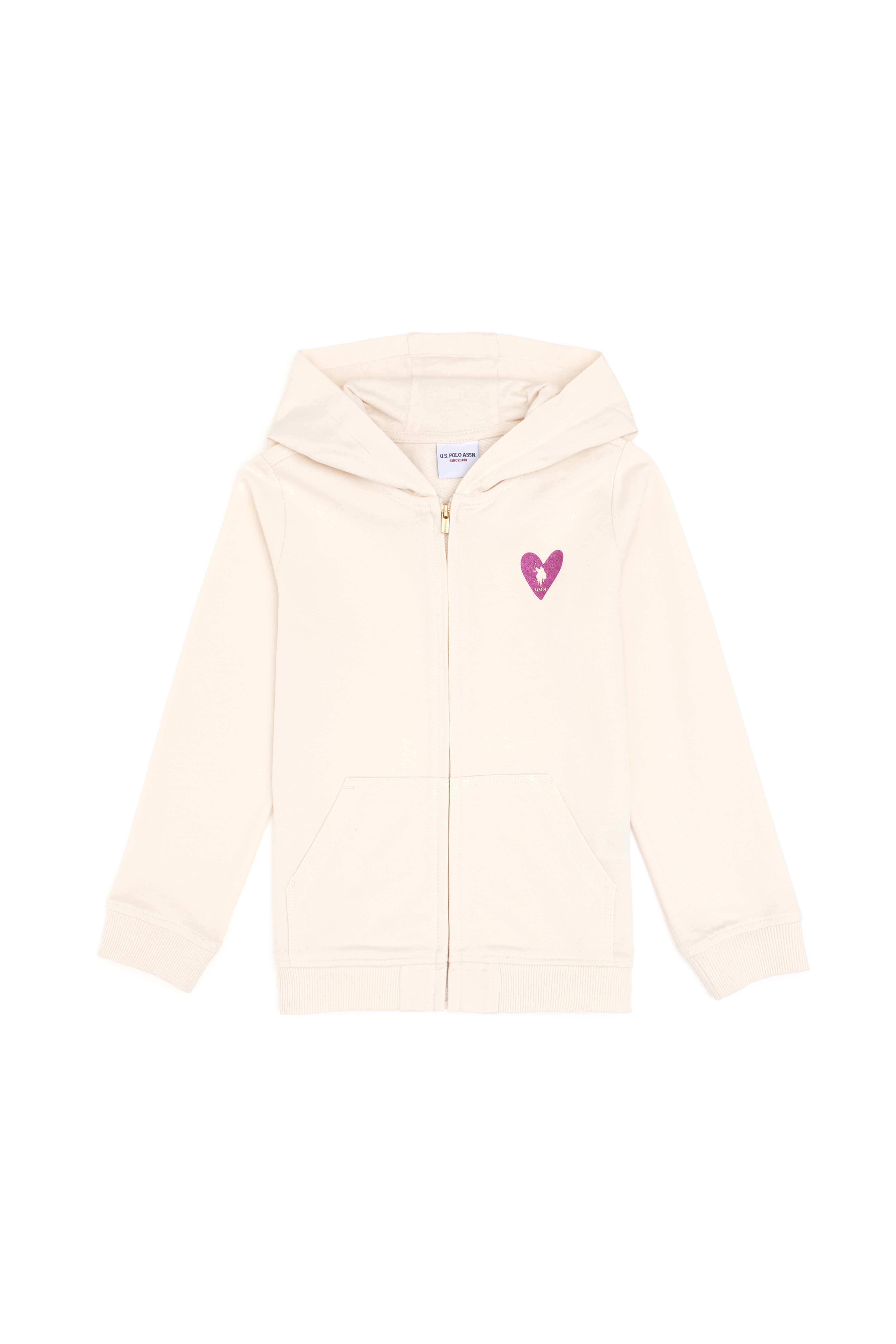 Kız Çocuk Krem Fermuarlı Basic Sweatshirt - Image 4