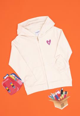 Kız Çocuk Krem Fermuarlı Basic Sweatshirt - 50296390013