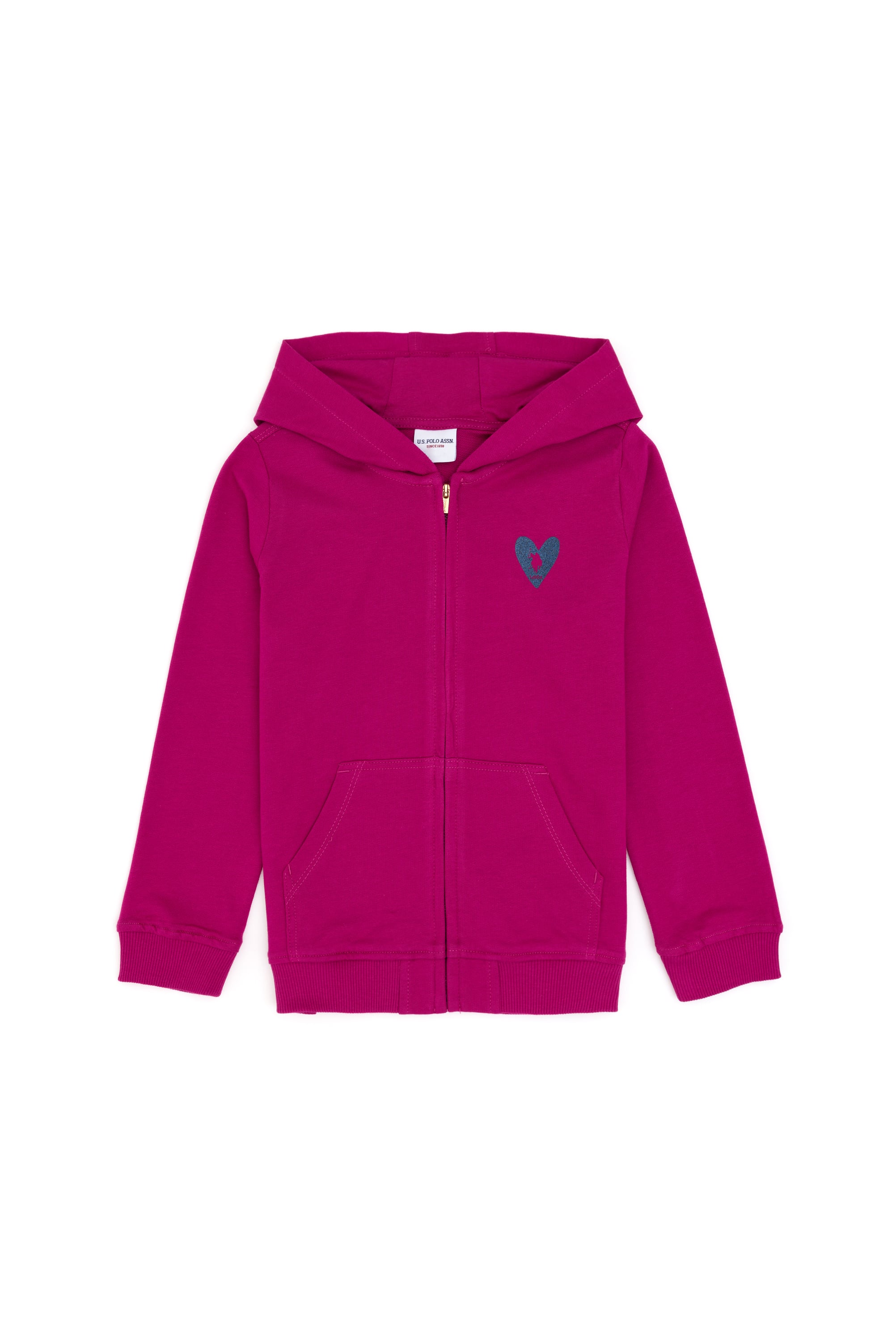 Kız Çocuk Fuşya Fermuarlı Basic Sweatshirt - Image 1