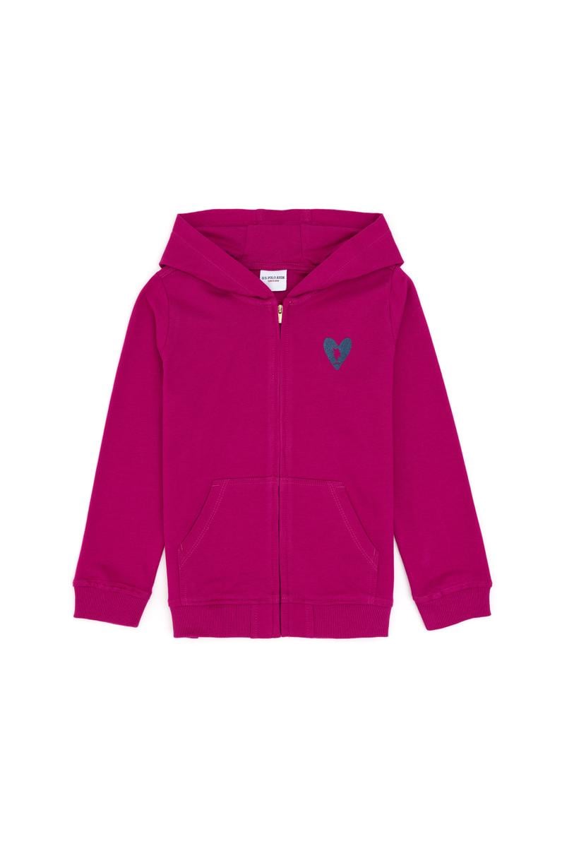 Kız Çocuk Fuşya Fermuarlı Basic Sweatshirt