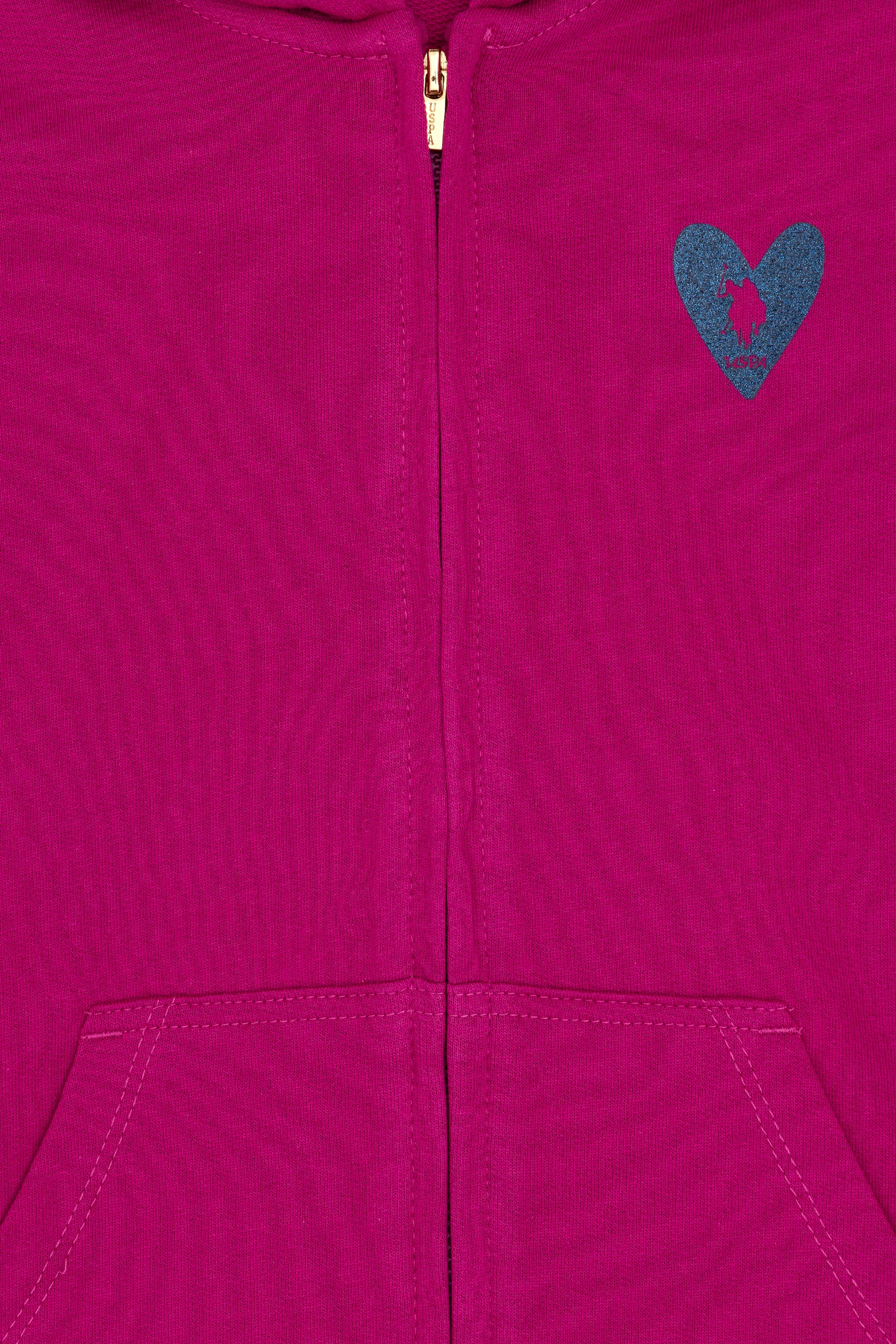 Kız Çocuk Fuşya Fermuarlı Basic Sweatshirt - Image 3