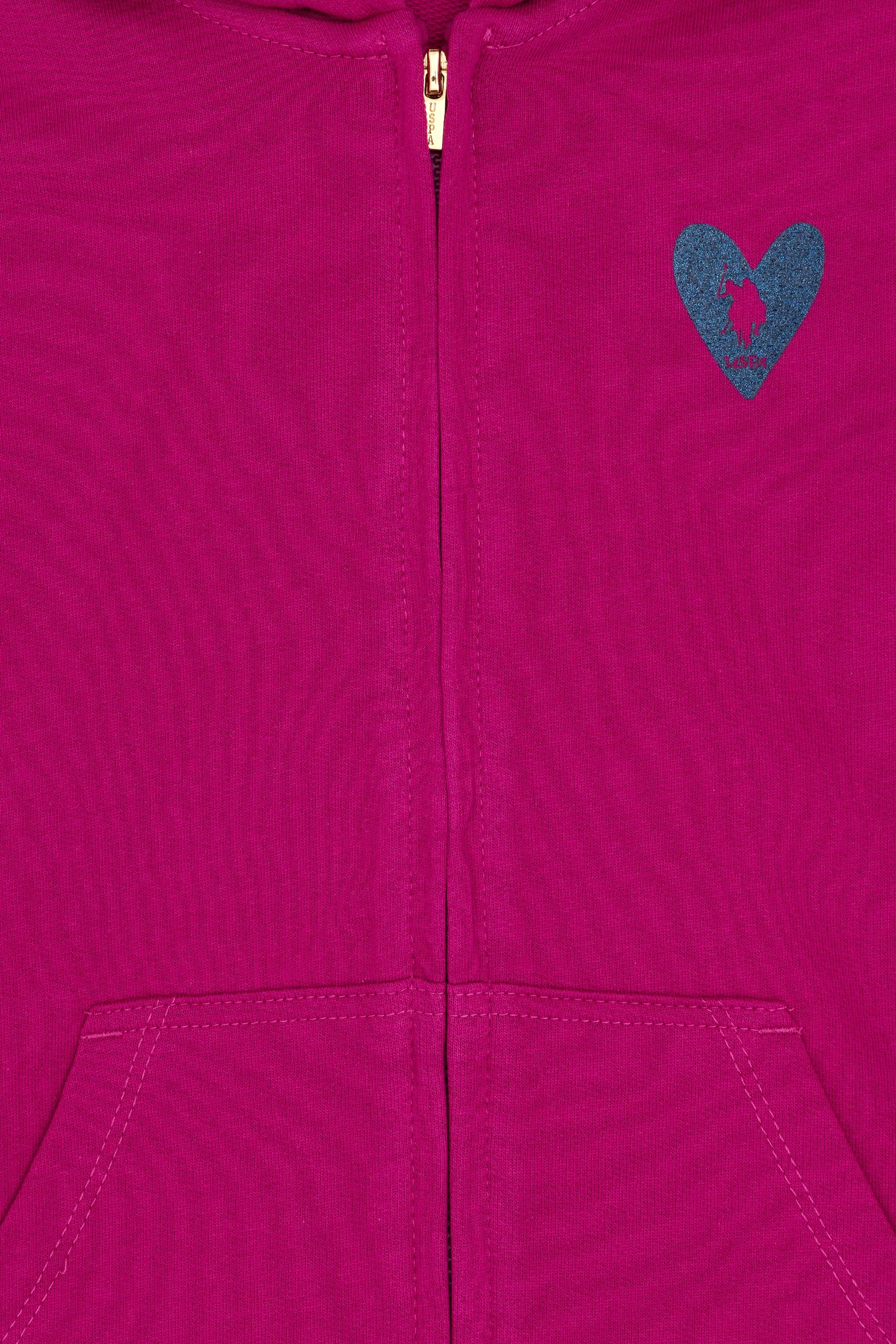 Kız Çocuk Fuşya Fermuarlı Basic Sweatshirt