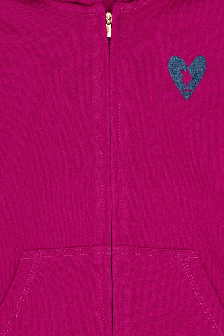 Kız Çocuk Fuşya Fermuarlı Basic Sweatshirt - 50296390078