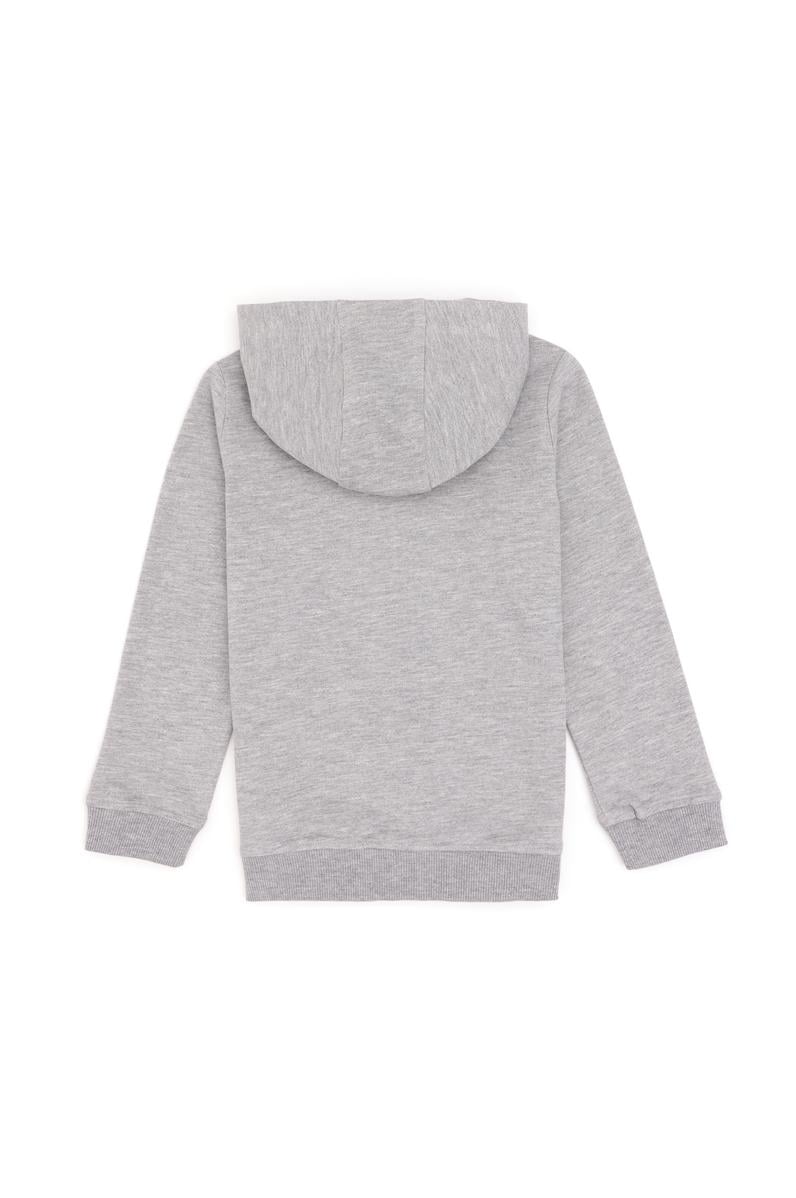 Kız Çocuk Açık Gri Melanj Fermuarlı Basic Sweatshirt