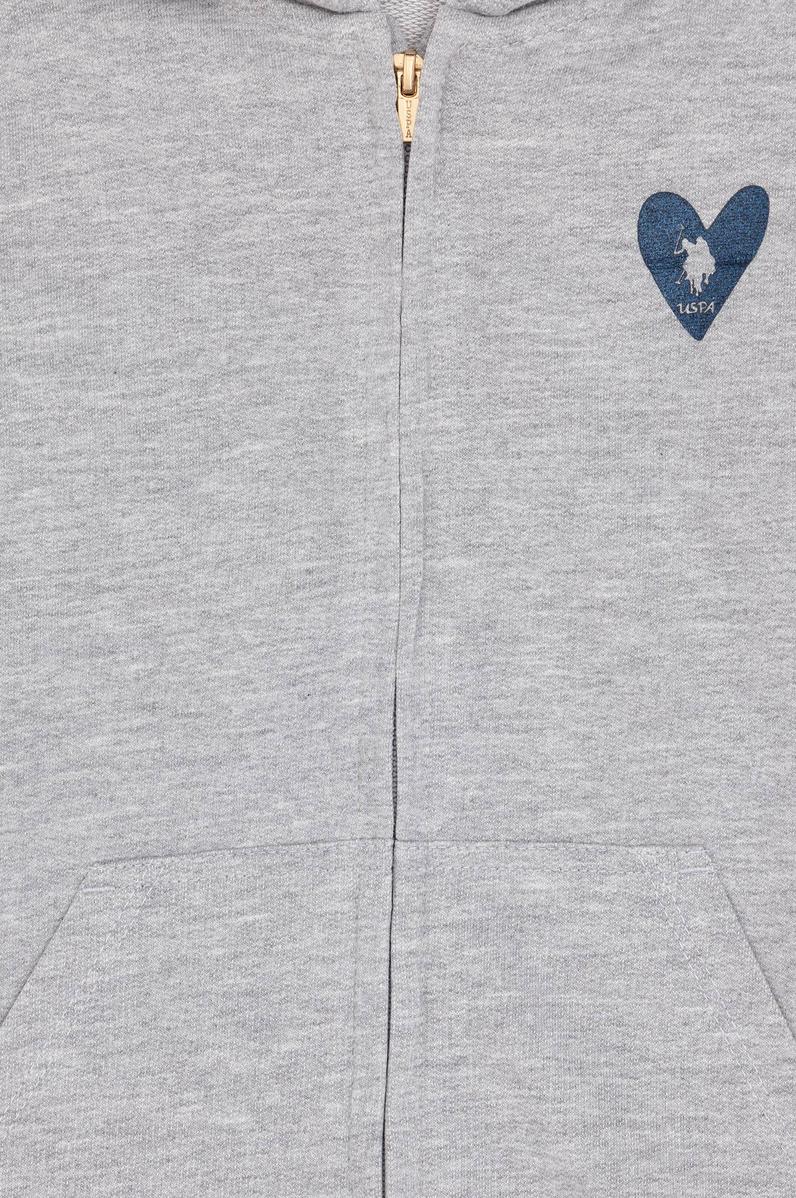 Kız Çocuk Açık Gri Melanj Fermuarlı Basic Sweatshirt