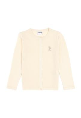 Kız Çocuk Krem Bisiklet Yaka Triko Hırka - 50294745045