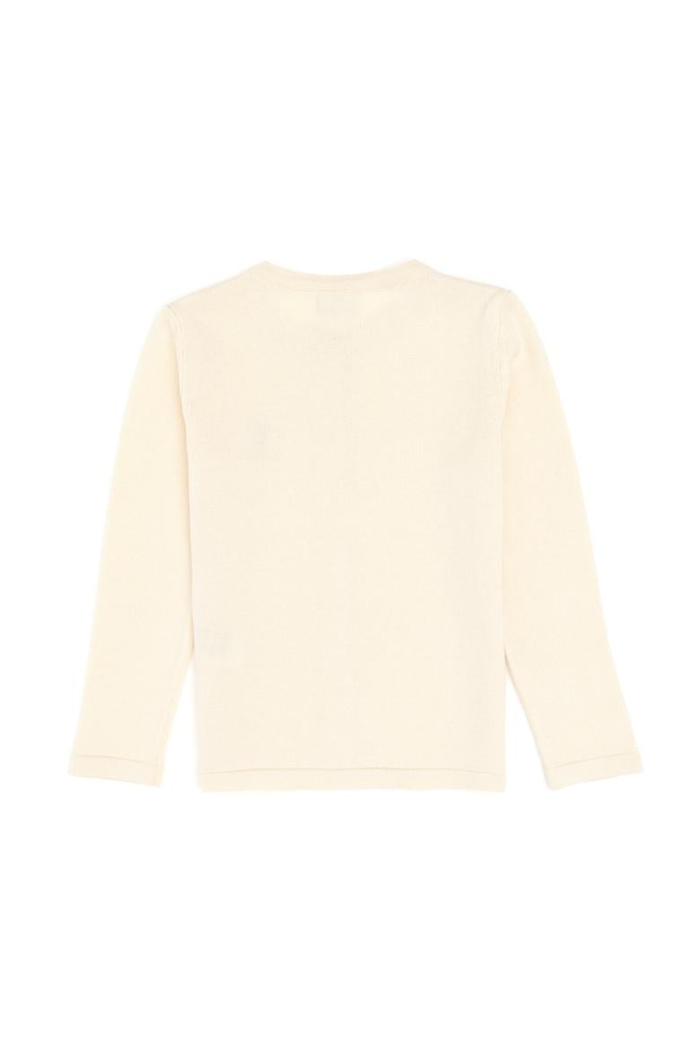 Kız Çocuk Krem Bisiklet Yaka Triko Hırka - 50294745045