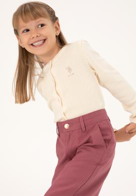 Kız Çocuk Krem Bisiklet Yaka Triko Hırka - 50294745045