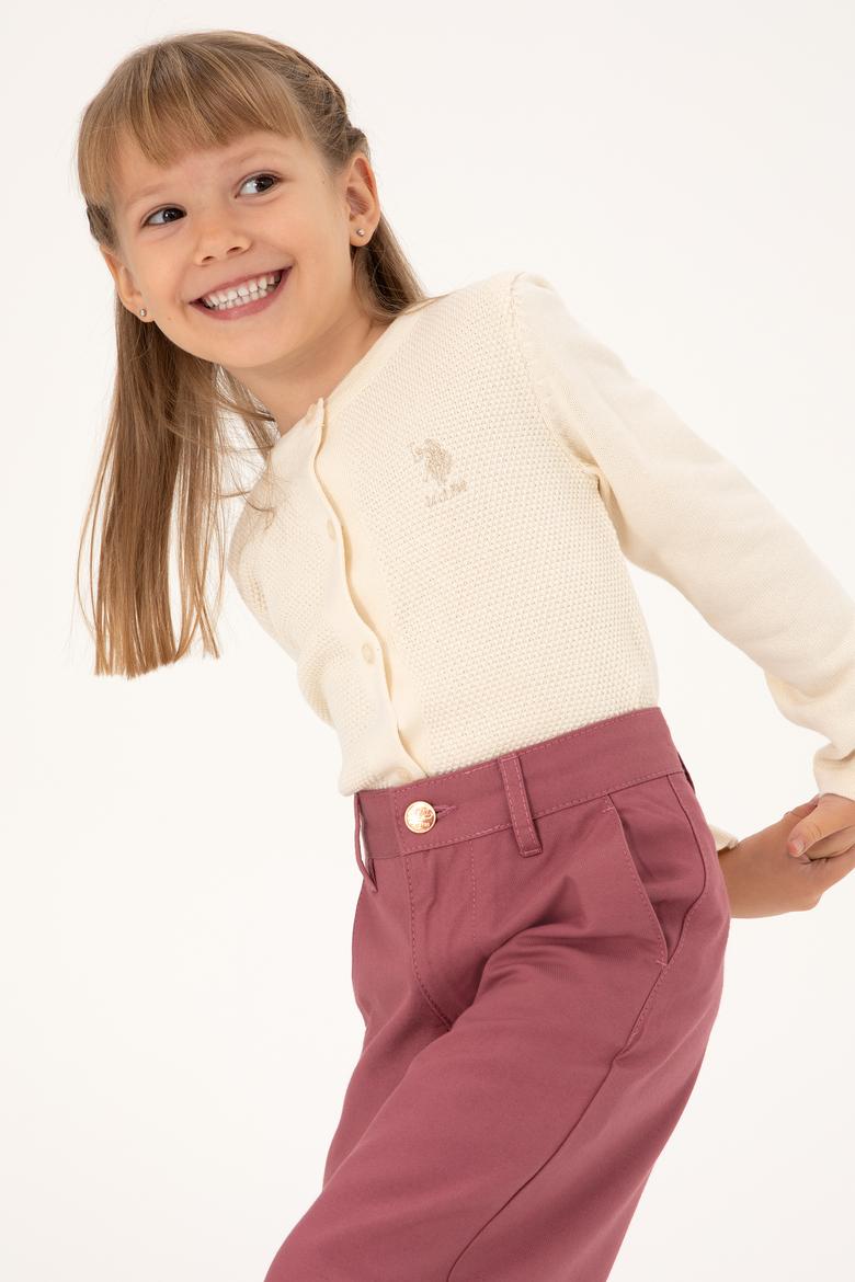 Kız Çocuk Krem Bisiklet Yaka Triko Hırka