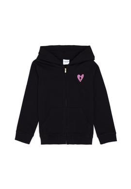 Kız Çocuk Siyah Fermuarlı Basic Sweatshirt - 50296390037