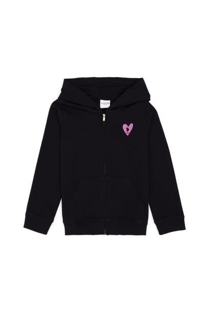 Kız Çocuk Siyah Fermuarlı Basic Sweatshirt