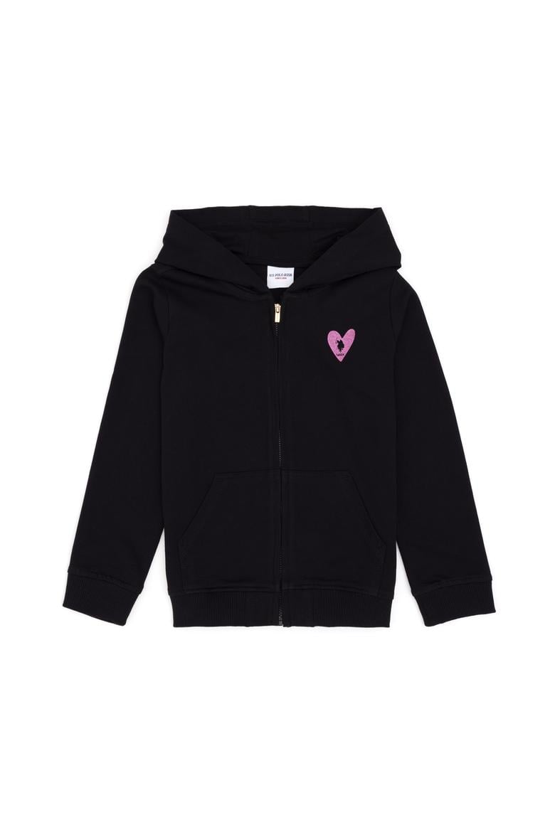 Kız Çocuk Siyah Fermuarlı Basic Sweatshirt - 50296390037