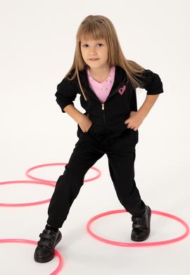 Kız Çocuk Siyah Fermuarlı Basic Sweatshirt - 50296390037