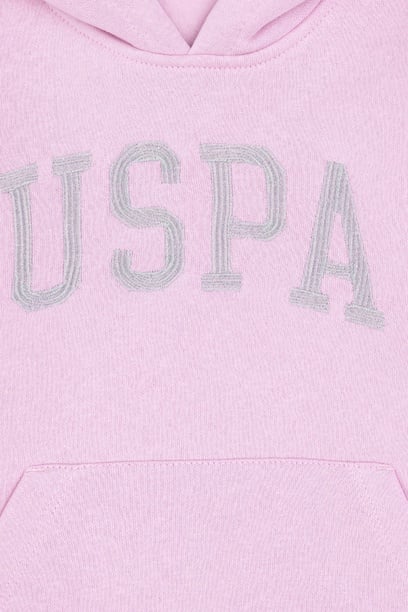 Kız Çocuk Pembe Kapüşonlu Basic Sweatshirt