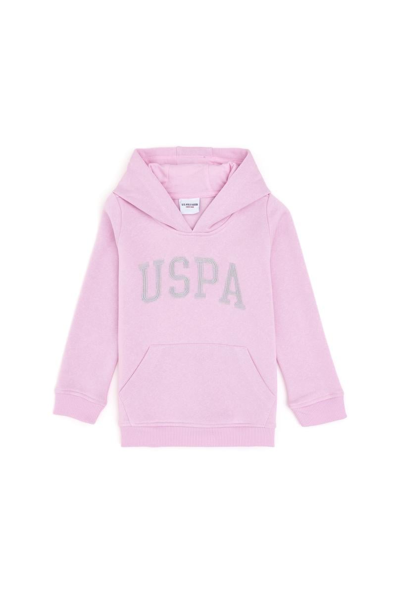Kız Çocuk Pembe Kapüşonlu Basic Sweatshirt
