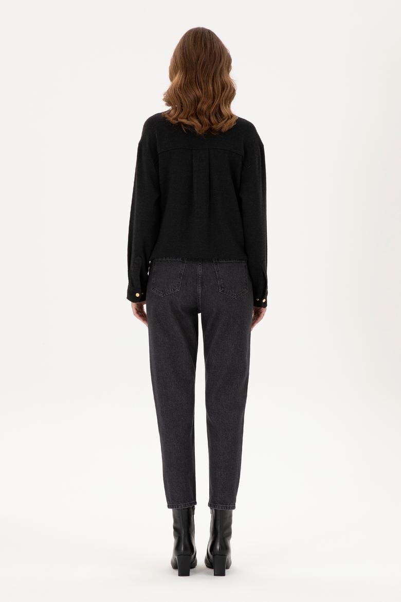 Kadın Siyah Mom High Waist Fit Jean Pantolon - 50295350004