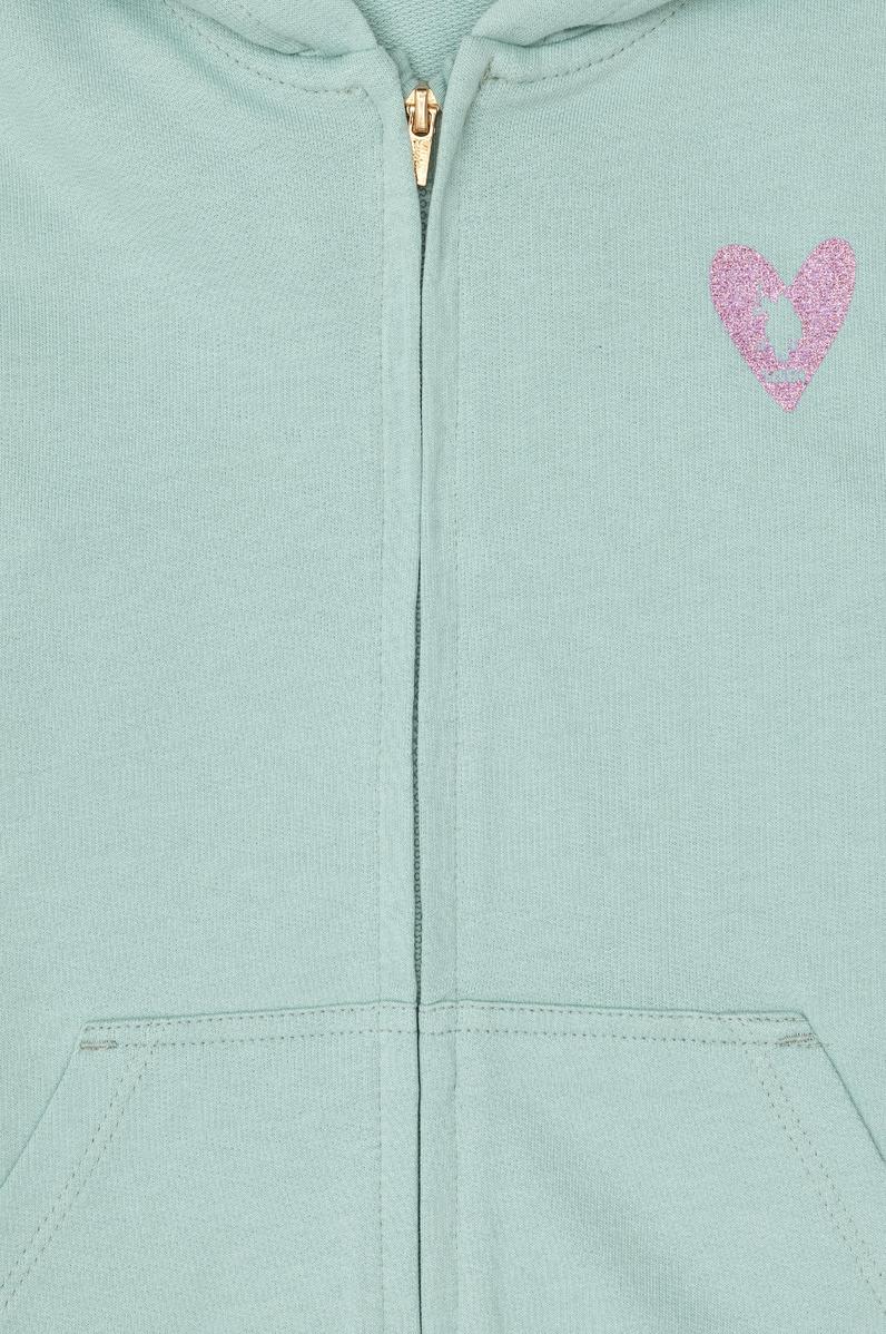 Kız Çocuk Su Yeşili Fermuarlı Basic Sweatshirt