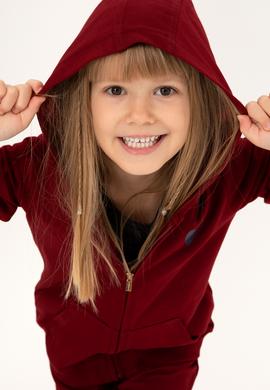 Kız Çocuk Bordo Fermuarlı Basic Sweatshirt - 50296390080