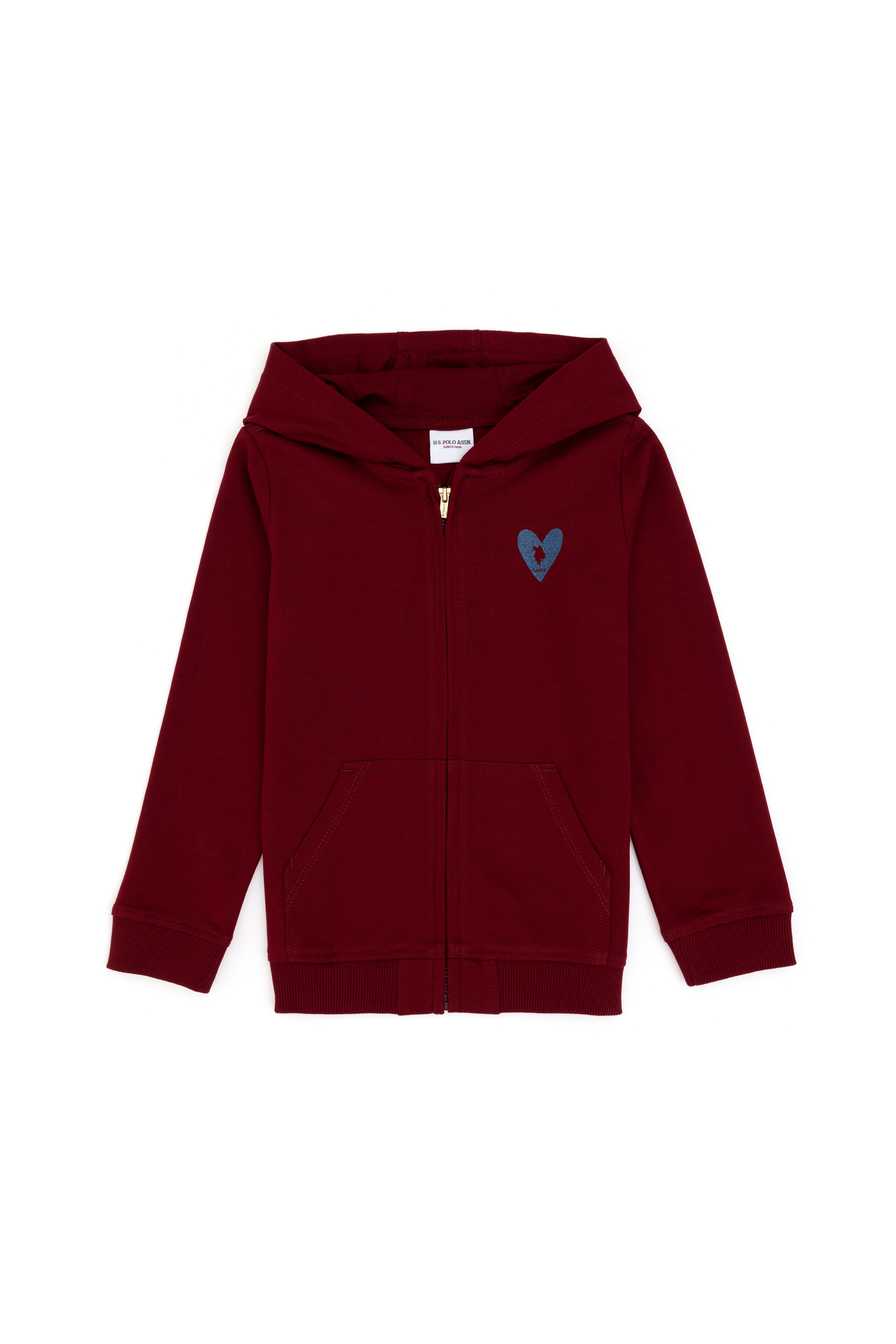 Kız Çocuk Bordo Fermuarlı Basic Sweatshirt - Image 3