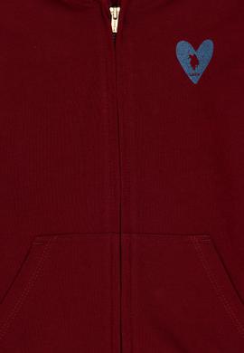 Kız Çocuk Bordo Fermuarlı Basic Sweatshirt - 50296390080