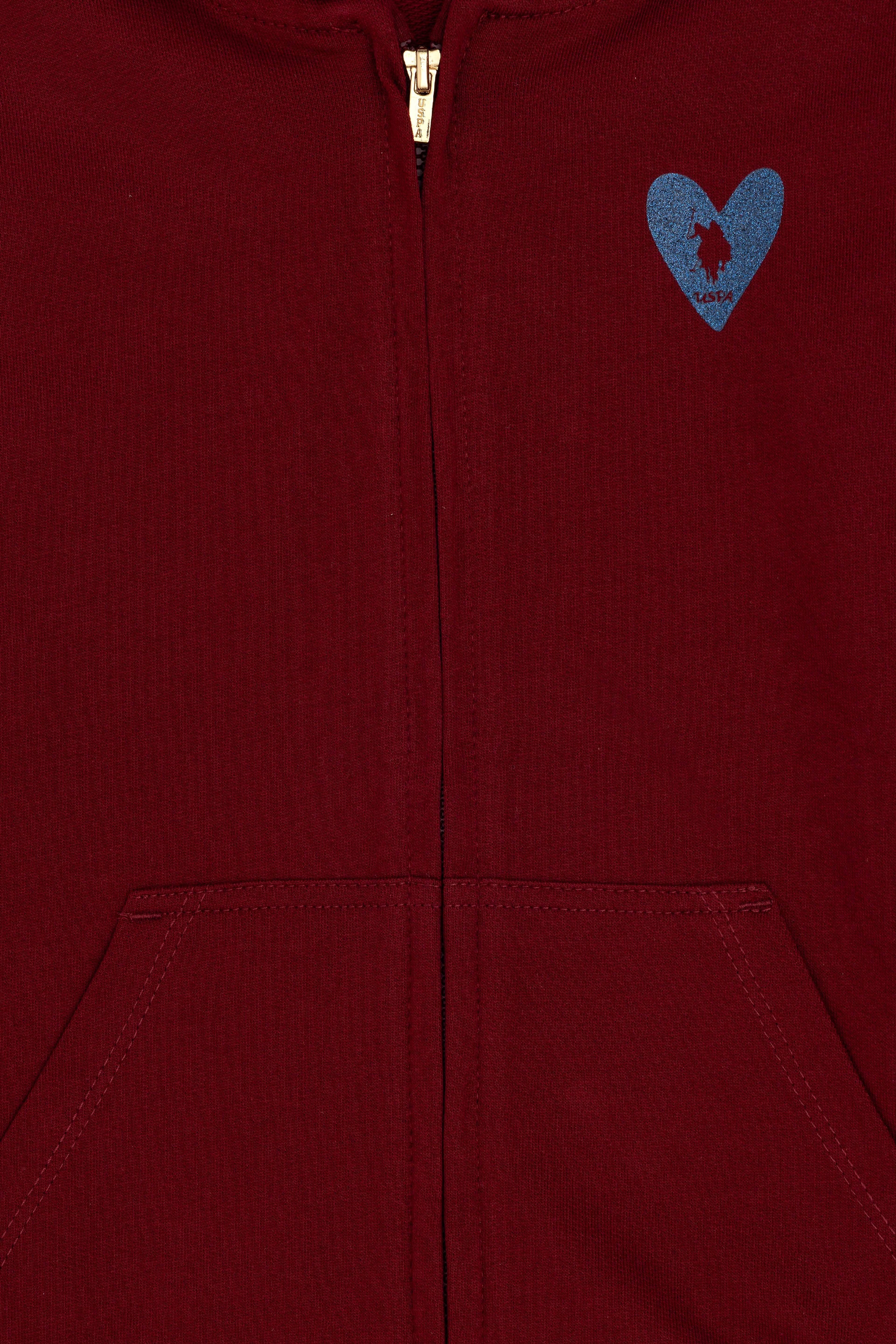 Kız Çocuk Bordo Fermuarlı Basic Sweatshirt - Image 5