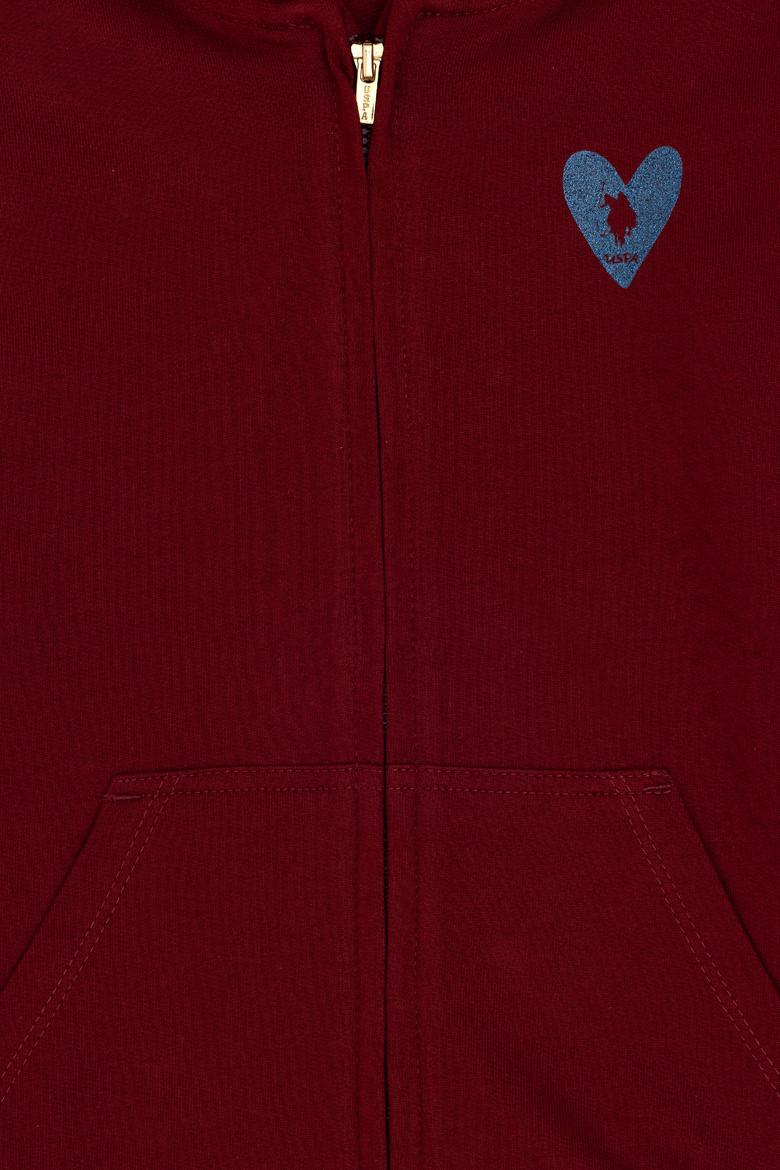 Kız Çocuk Bordo Fermuarlı Basic Sweatshirt - 50296390080
