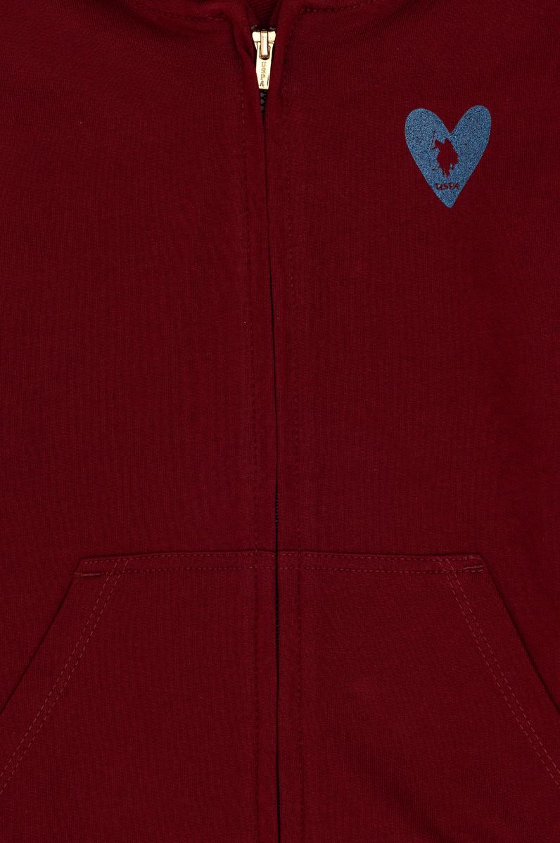 Kız Çocuk Bordo Fermuarlı Basic Sweatshirt