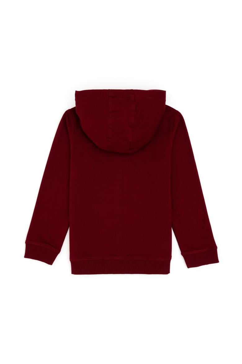 Kız Çocuk Bordo Fermuarlı Basic Sweatshirt - 50296390080