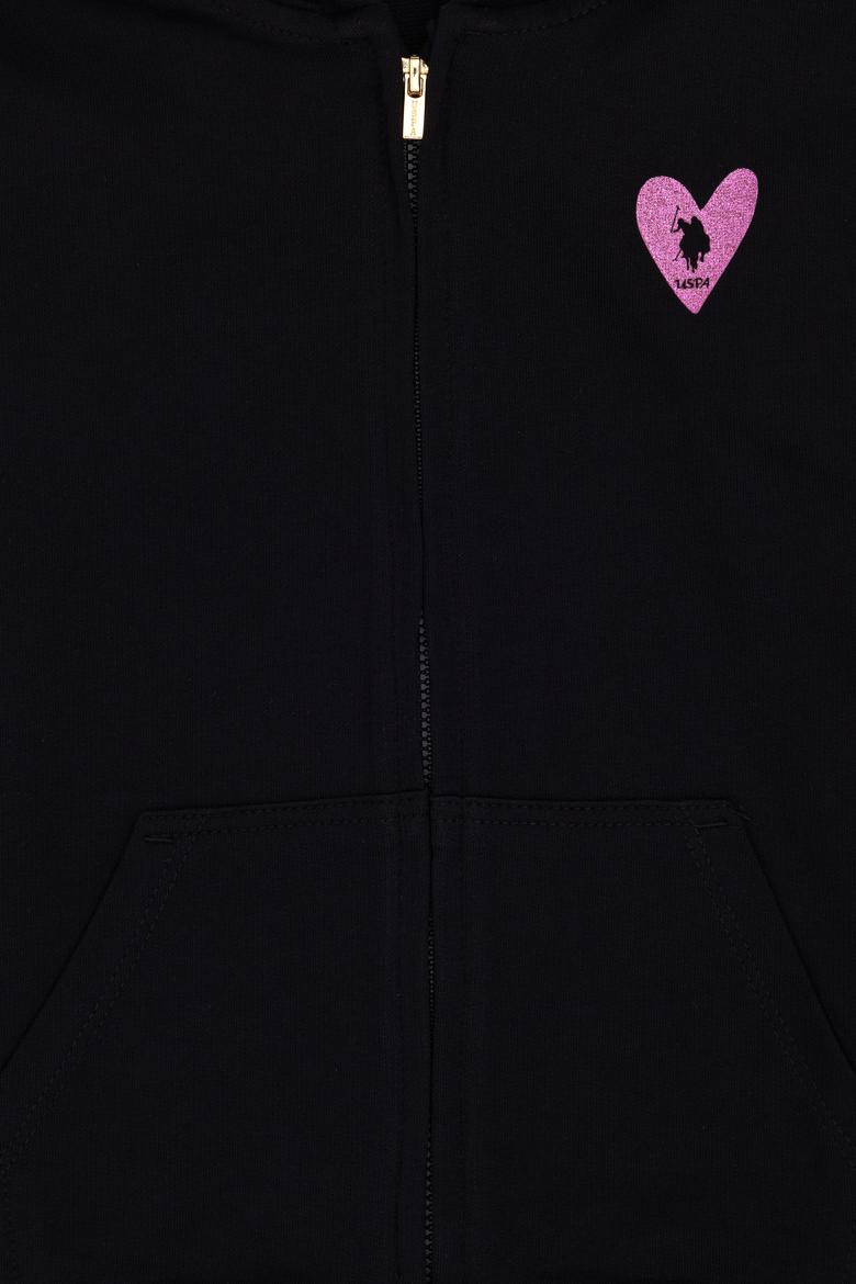 Kız Çocuk Siyah Fermuarlı Basic Sweatshirt - 50296390037