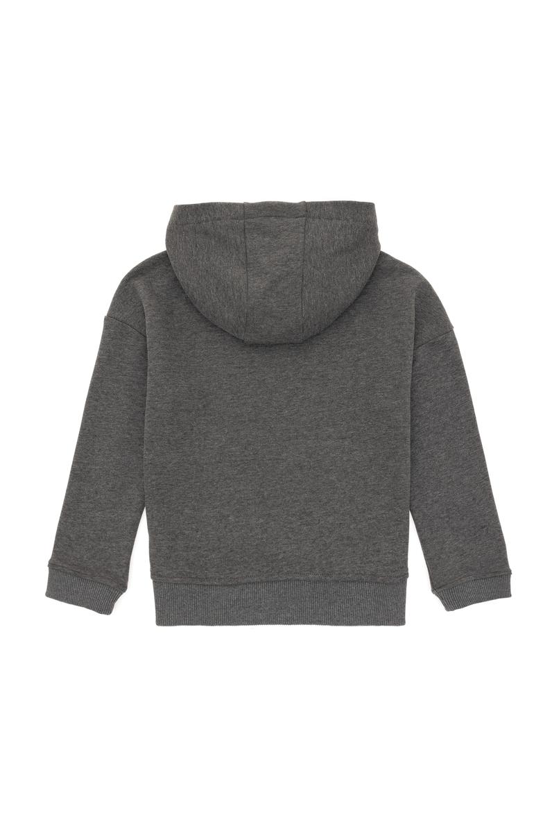 Erkek Çocuk Antrasit Melanj Basic Kapüşonlu Sweatshirt