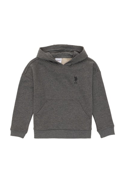 Erkek Çocuk Antrasit Melanj Basic Kapüşonlu Sweatshirt