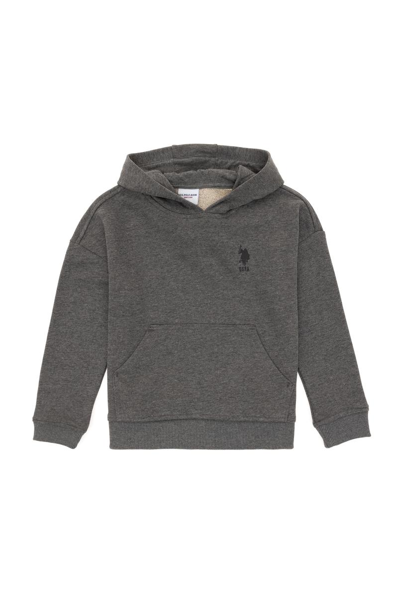 Erkek Çocuk Antrasit Melanj Basic Kapüşonlu Sweatshirt