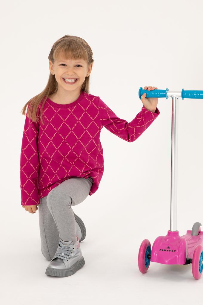 Kız Çocuk Fuşya Bisiklet Yaka Sweatshirt