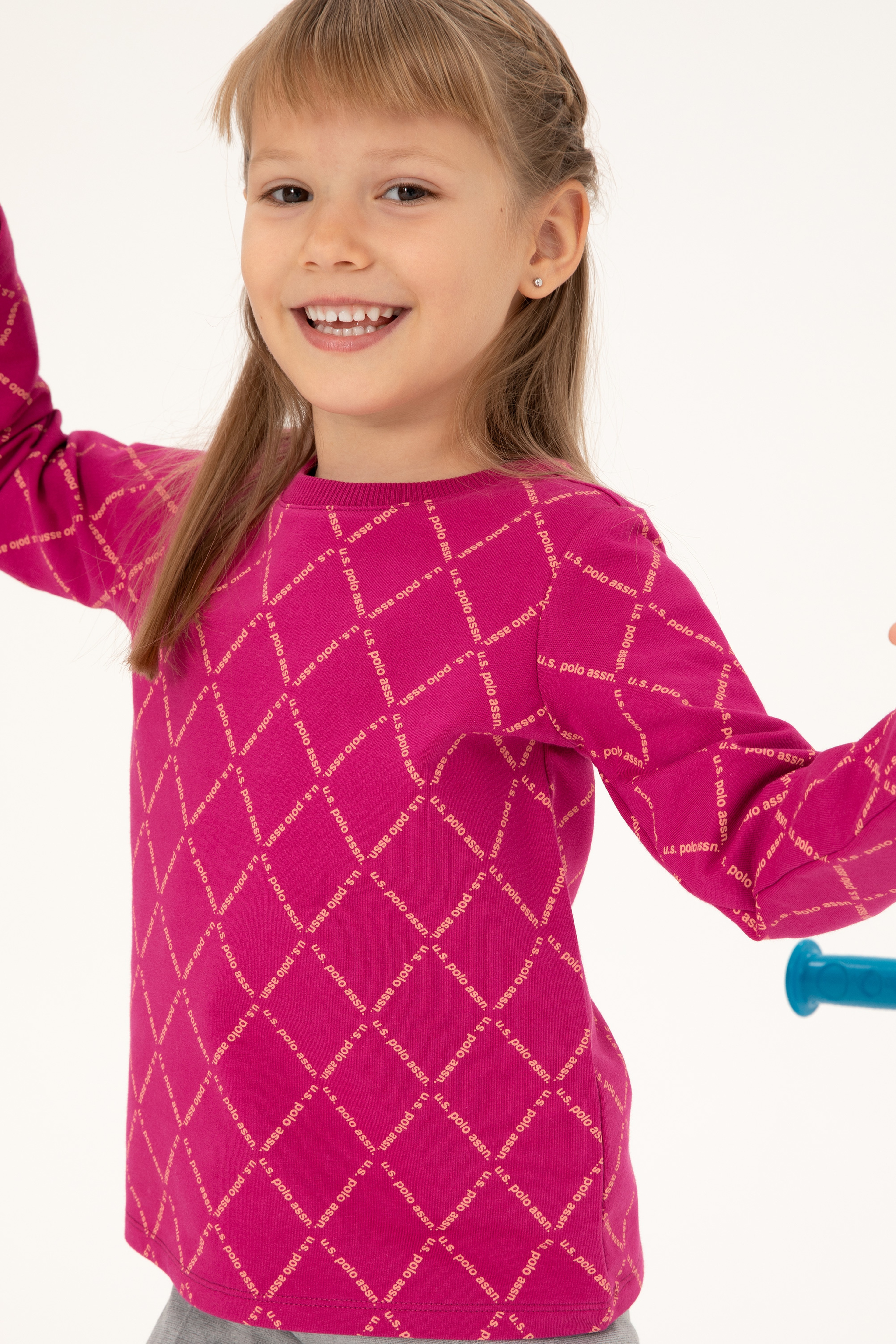 Kız Çocuk Fuşya Bisiklet Yaka Sweatshirt