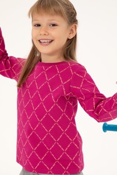 Kız Çocuk Fuşya Bisiklet Yaka Sweatshirt