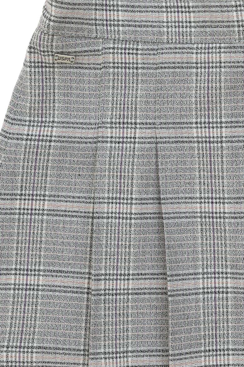 Kız Çocuk Gri Ekose Pileli Dokuma Etek - 50301383005