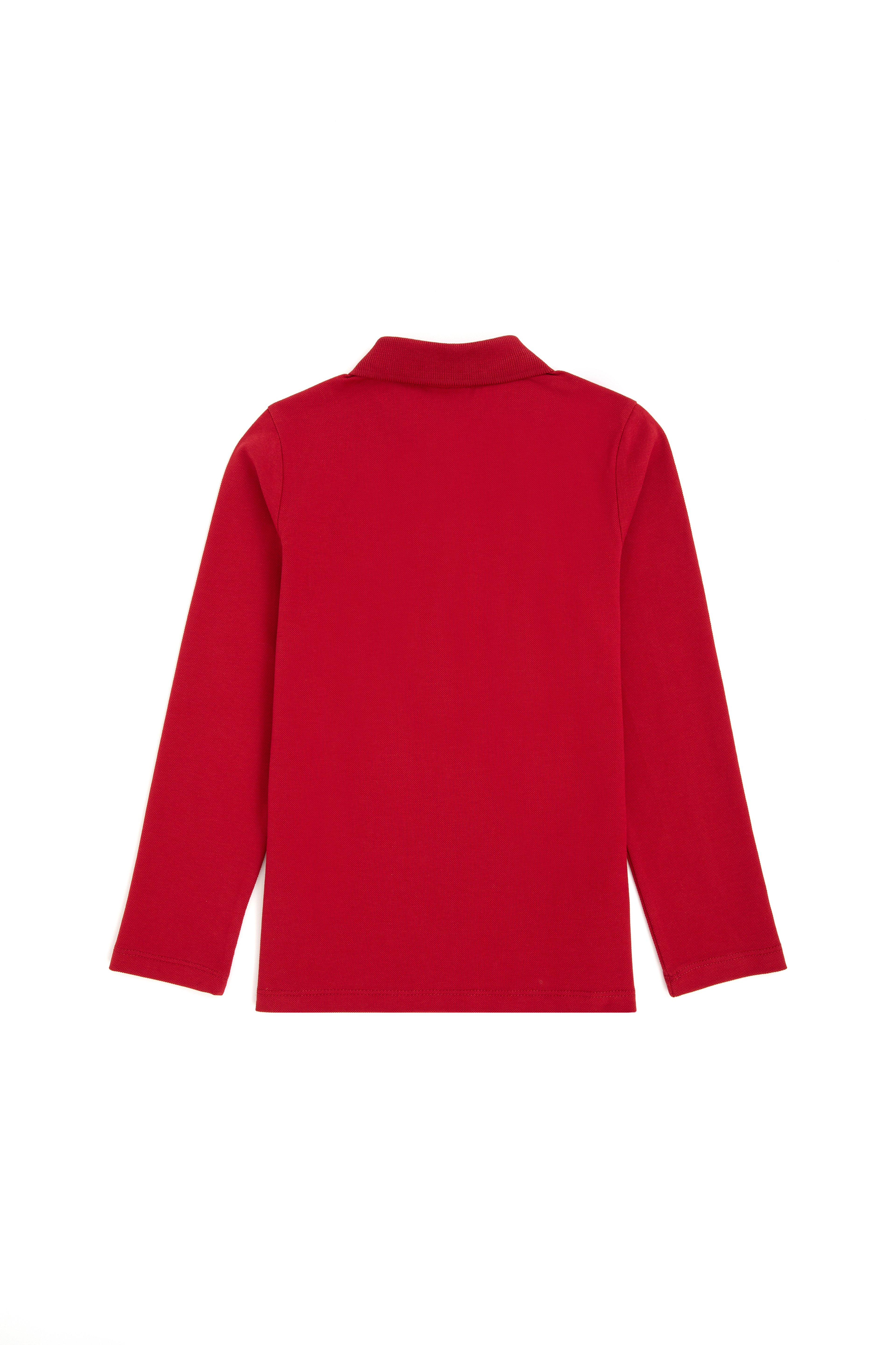 Kız Çocuk Kırmızı Polo Yaka Basic Sweatshirt