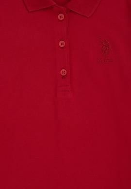 Kız Çocuk Kırmızı Polo Yaka Basic Sweatshirt - 50296377055