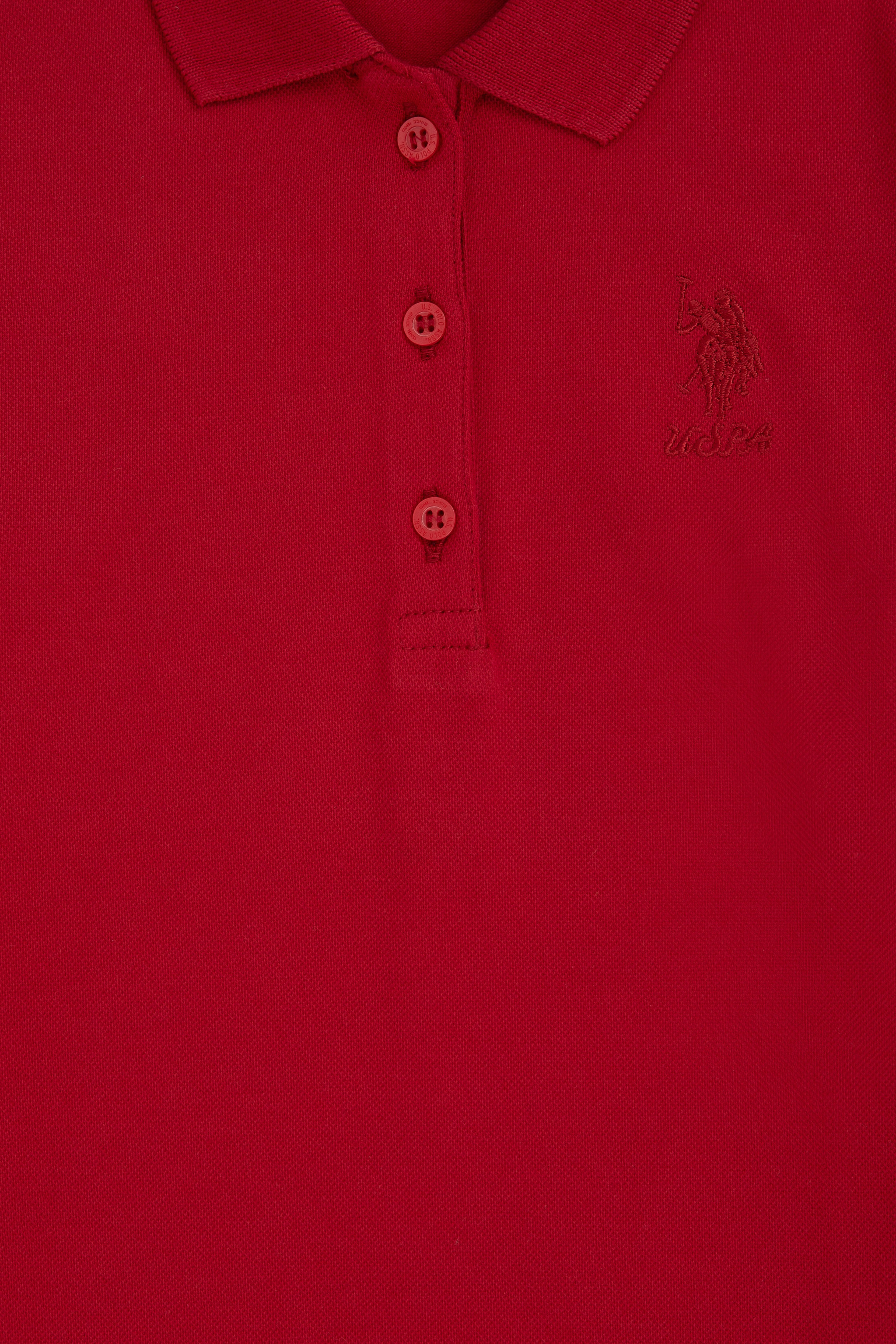 Kız Çocuk Kırmızı Polo Yaka Basic Sweatshirt