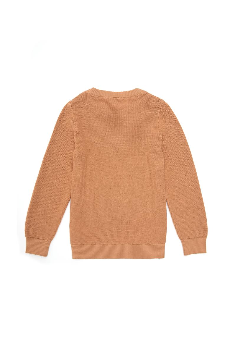 Kız Çocuk Camel Bisiklet Yaka Basic Kazak - 50293601028