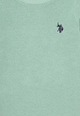 Kız Çocuk Su Yeşili Bisiklet Yaka Basic Kazak - 50293601038