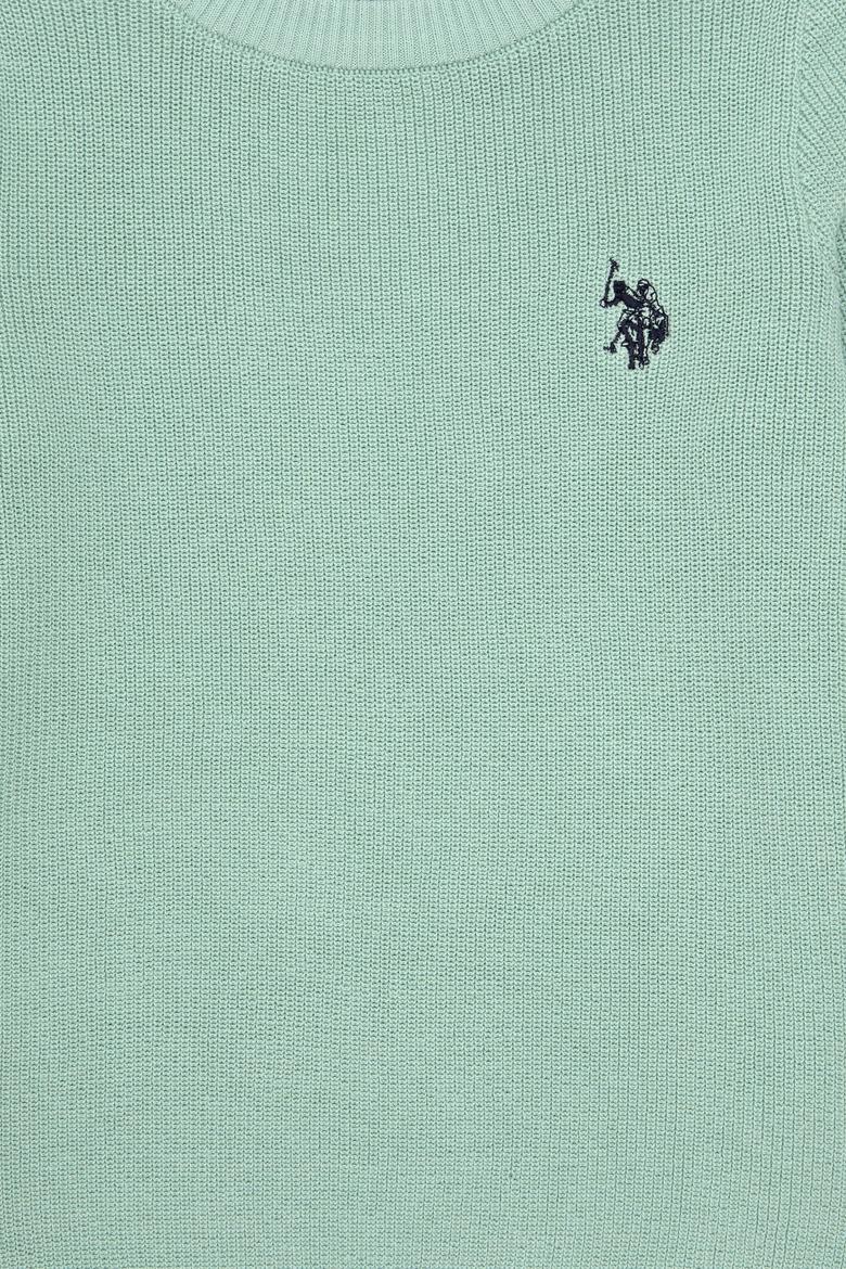 Kız Çocuk Su Yeşili Bisiklet Yaka Basic Kazak - 50293601038