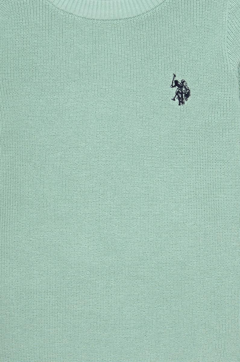 Kız Çocuk Su Yeşili Bisiklet Yaka Basic Kazak