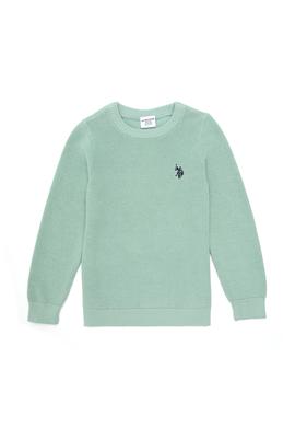 Kız Çocuk Su Yeşili Bisiklet Yaka Basic Kazak - 50293601038