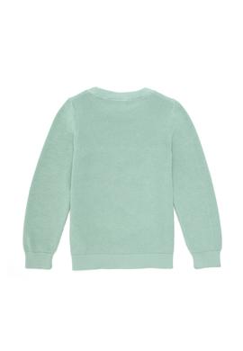 Kız Çocuk Su Yeşili Bisiklet Yaka Basic Kazak - 50293601038