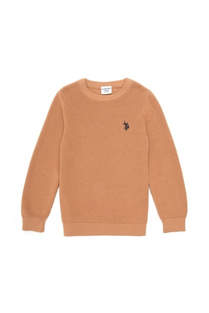 Kız Çocuk Camel Bisiklet Yaka Basic Kazak